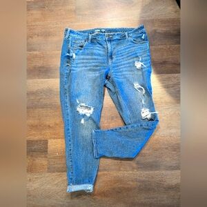 Distressed Blue Jeans Old Navy Rockstar Super Skinny Size 18